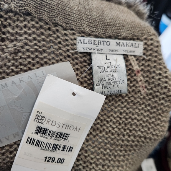 NEW NWT Women's Alberto Makali Open Cardigan Jacket Faux Fur Size Large - Picture 7 of 8